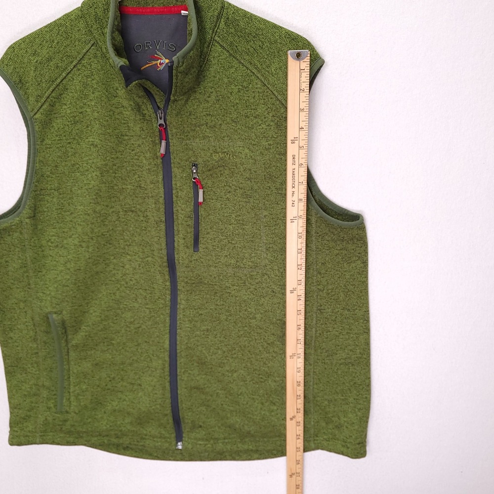 Orvis Mens XXL Green Heathered Sweater Fleece Full Zip Vest Outdoor Gorpcore - Picture 6 of 7